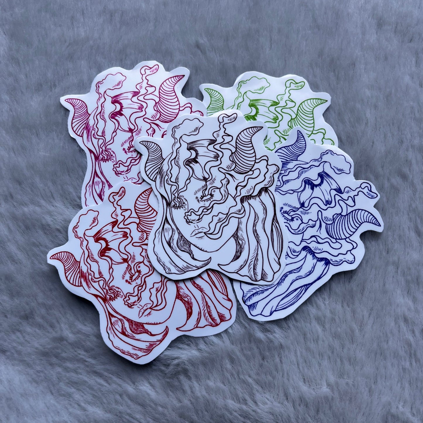 horned girl stickers